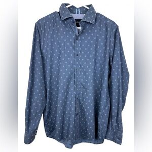 Robert Graham Long Sleeve Button Up Shirt - Blue Square Design Size M